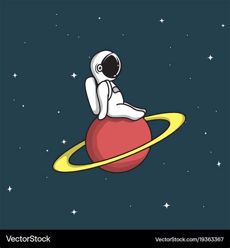 cute astronaut vector pink saturn.